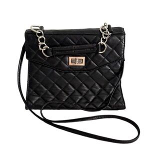 Maurices Turn-lock Crossbody Bag Quilted Patent Convertible Purse Black